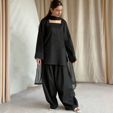 Black Farshi Shalwar 3 piece
